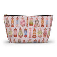 Stamped Leaves Accessory Pouch w T-bottom in Red